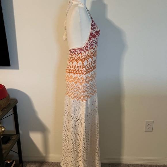 NWOT Free People White Fair Isle Crochet Maxi Dress Small - Picture 7 of 12